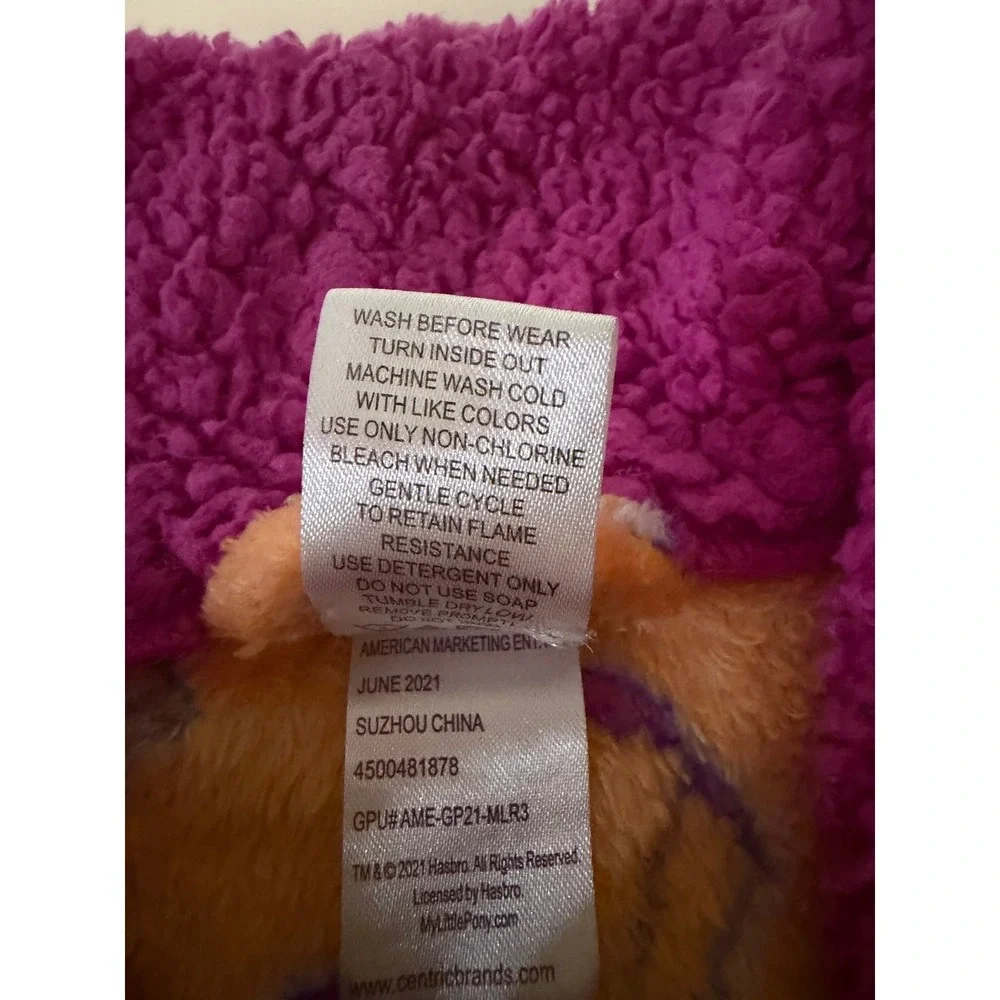 My Little Pony Girls Orange Pink Fleece Bathrobe Size 6 Sherpa Trim Robe